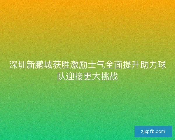 深圳新鹏城获胜激励士气全面提升助力球队迎接更大挑战