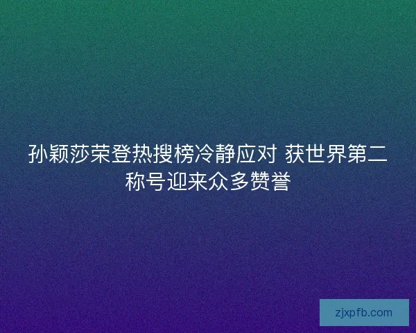 孙颖莎荣登热搜榜冷静应对 获世界第二称号迎来众多赞誉
