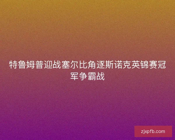 特鲁姆普迎战塞尔比角逐斯诺克英锦赛冠军争霸战